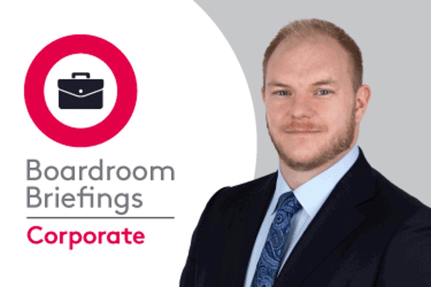 Boardroom Briefings Corporate branding with briefcase logo with Stuart Watson.