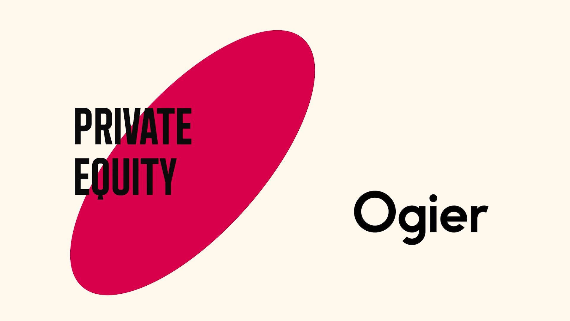 stylised Ogier visual featuring Private Equity text within a bold red shape.