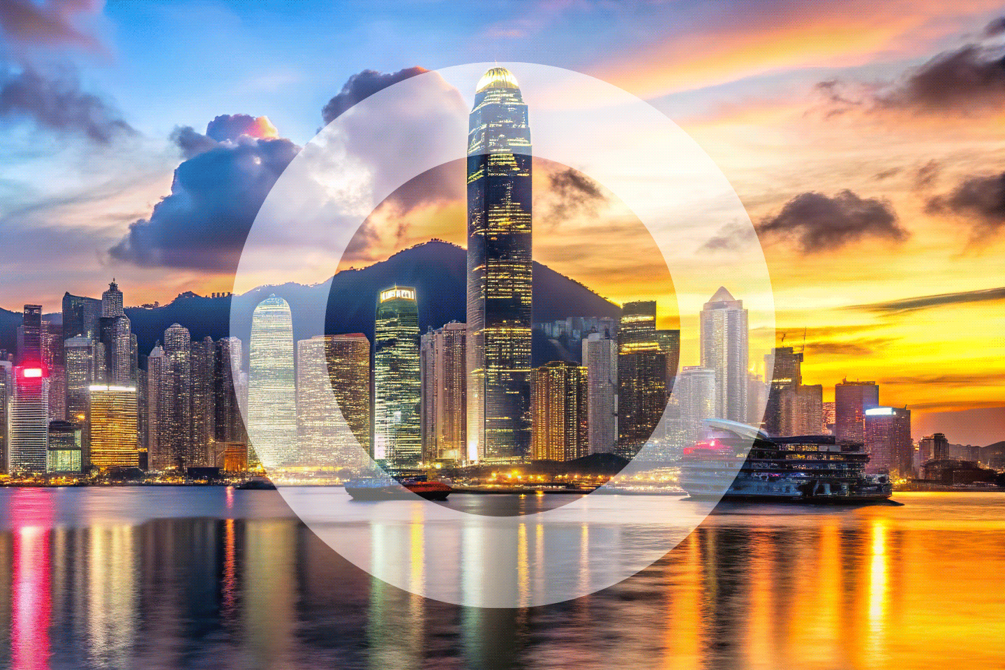 Hong Kong Sunset Cityscape