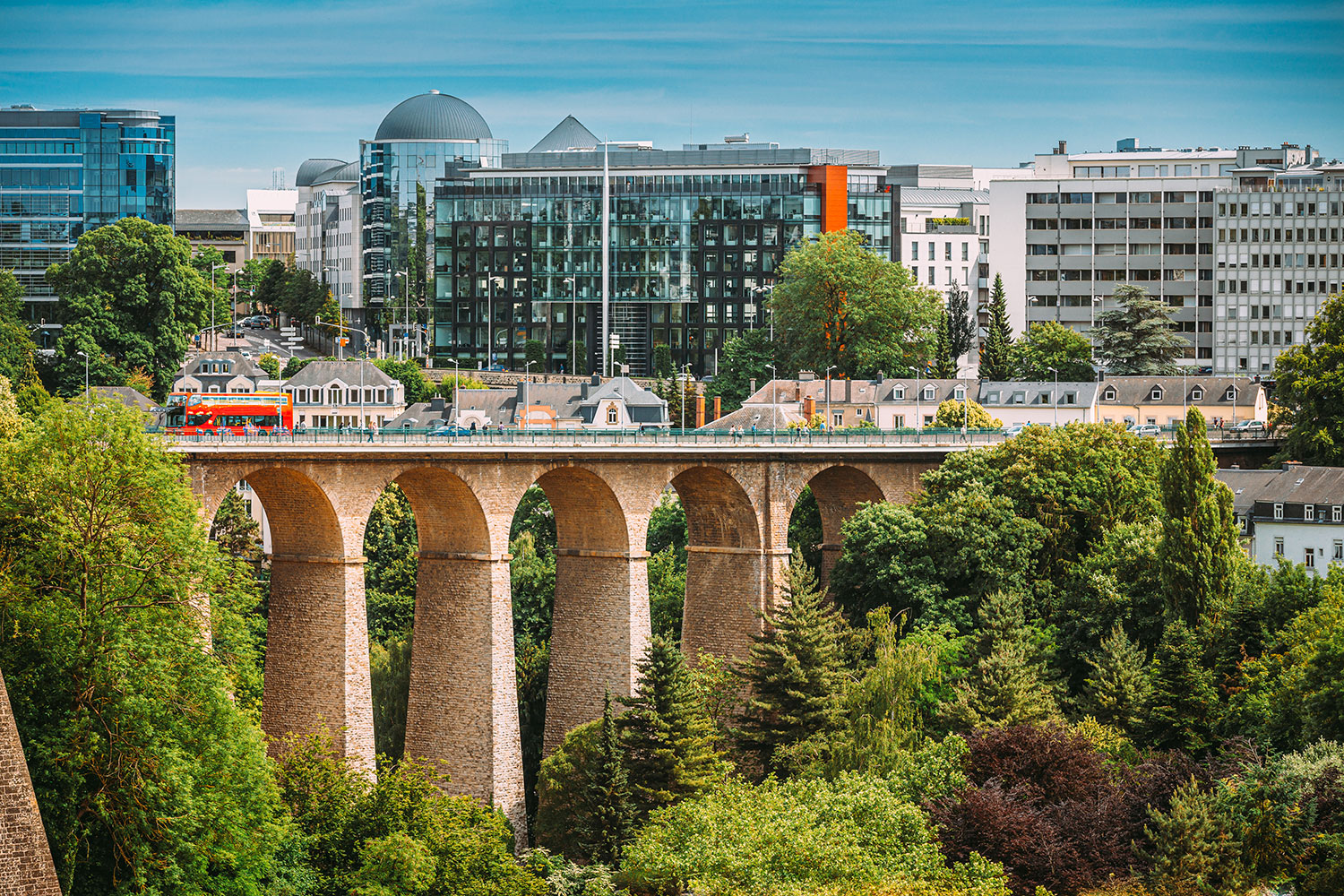 luxembourg buildingd with bridge in foreground 