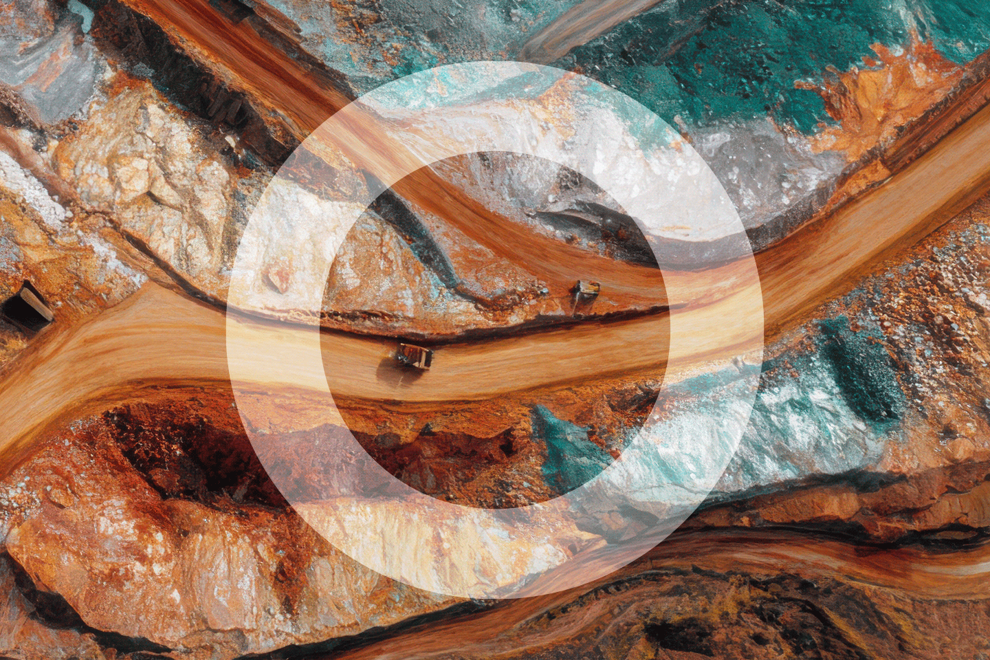 Trucks Driving Through A Copper Mine