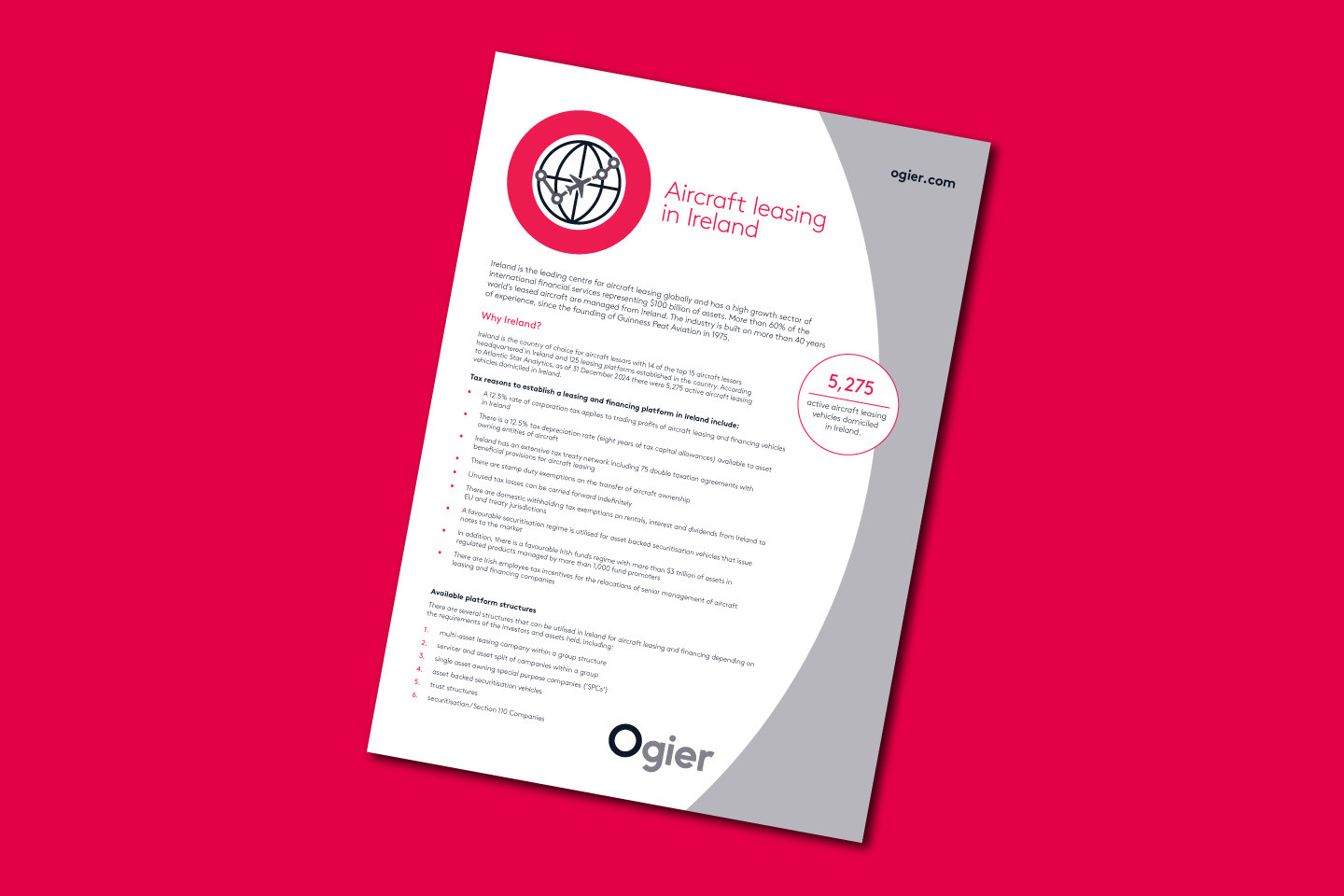 Aircraft leasing in Ireland guide on pink background