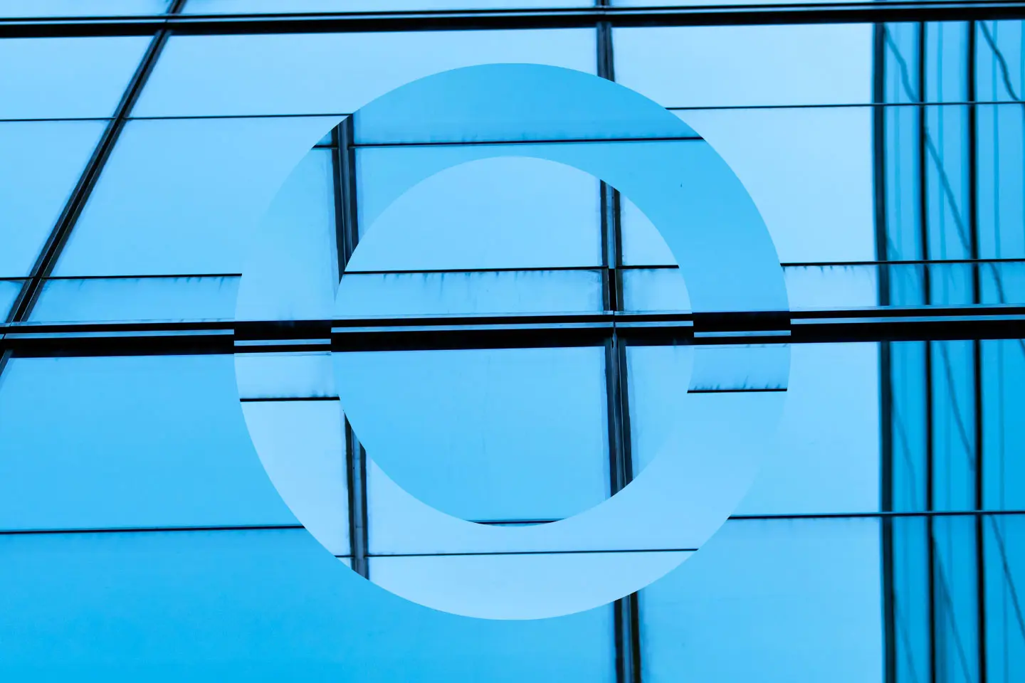 Blue Glass Windows On Office Building