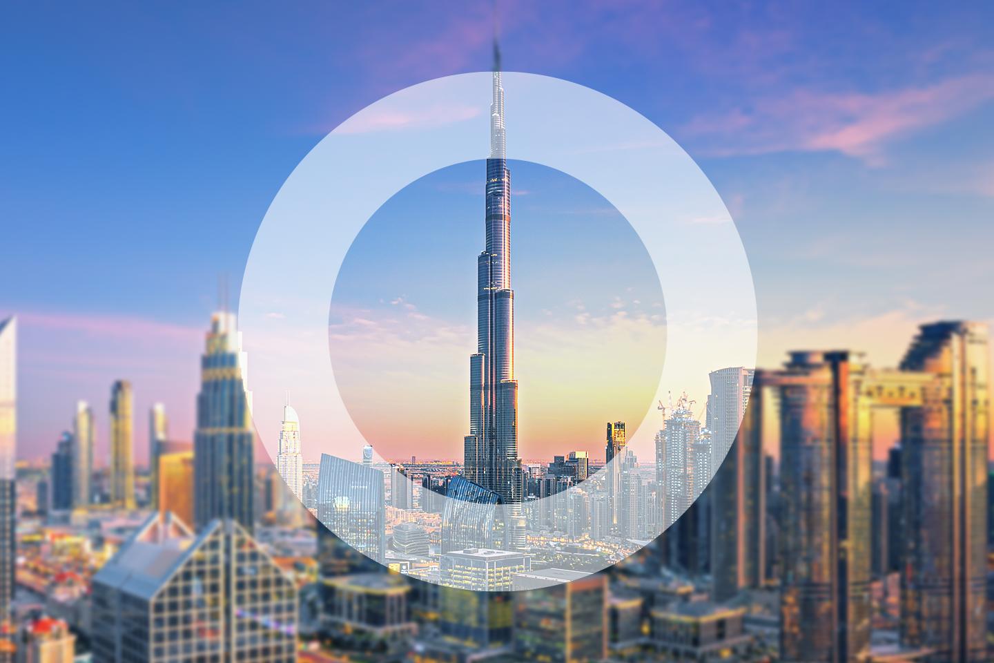 Dubai skyline with the Ogier logo present over the Burj Khalifa