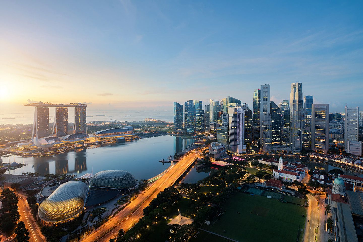 Singapore skyline at dusk