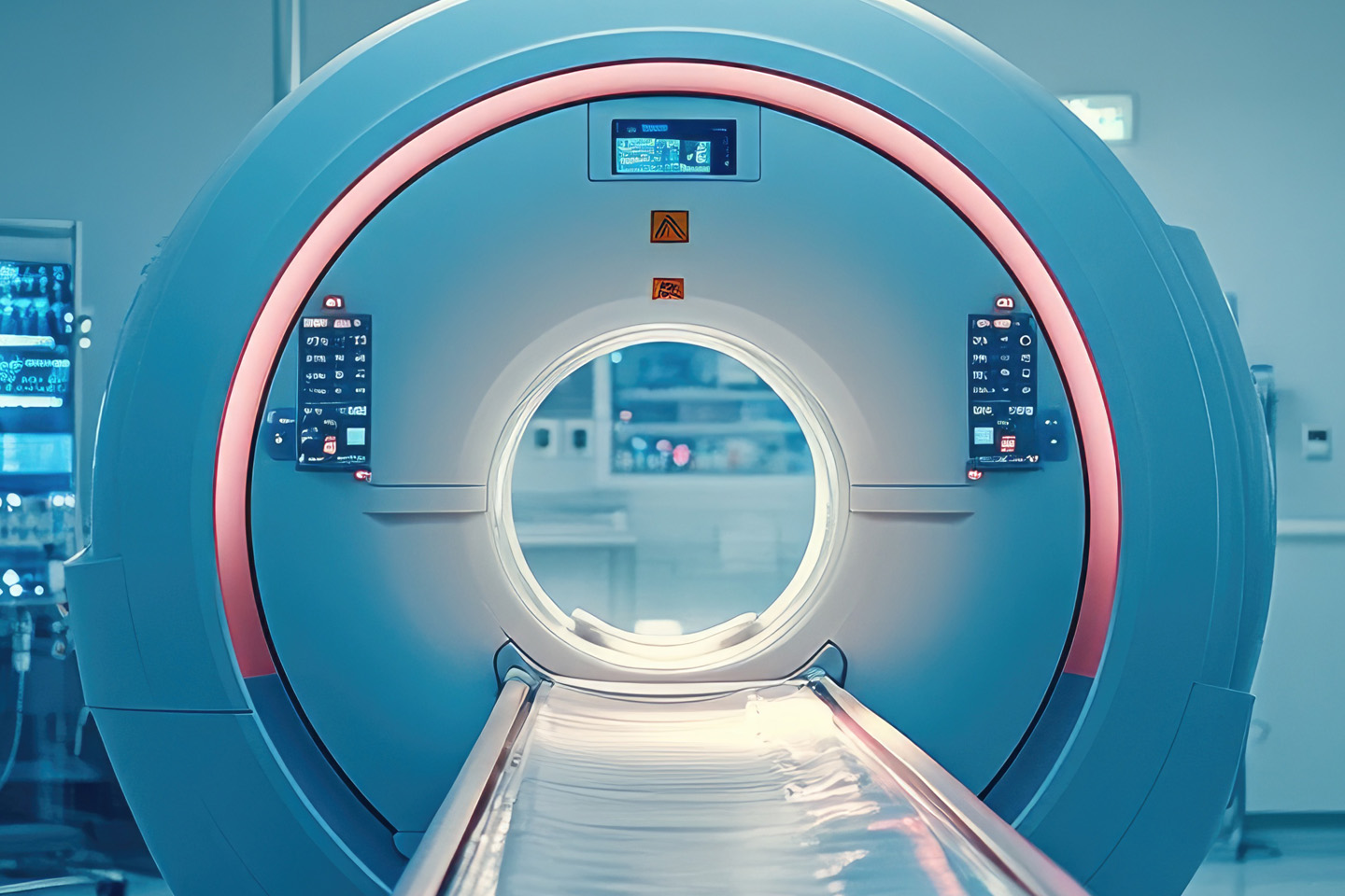 face on image of CT scanner 