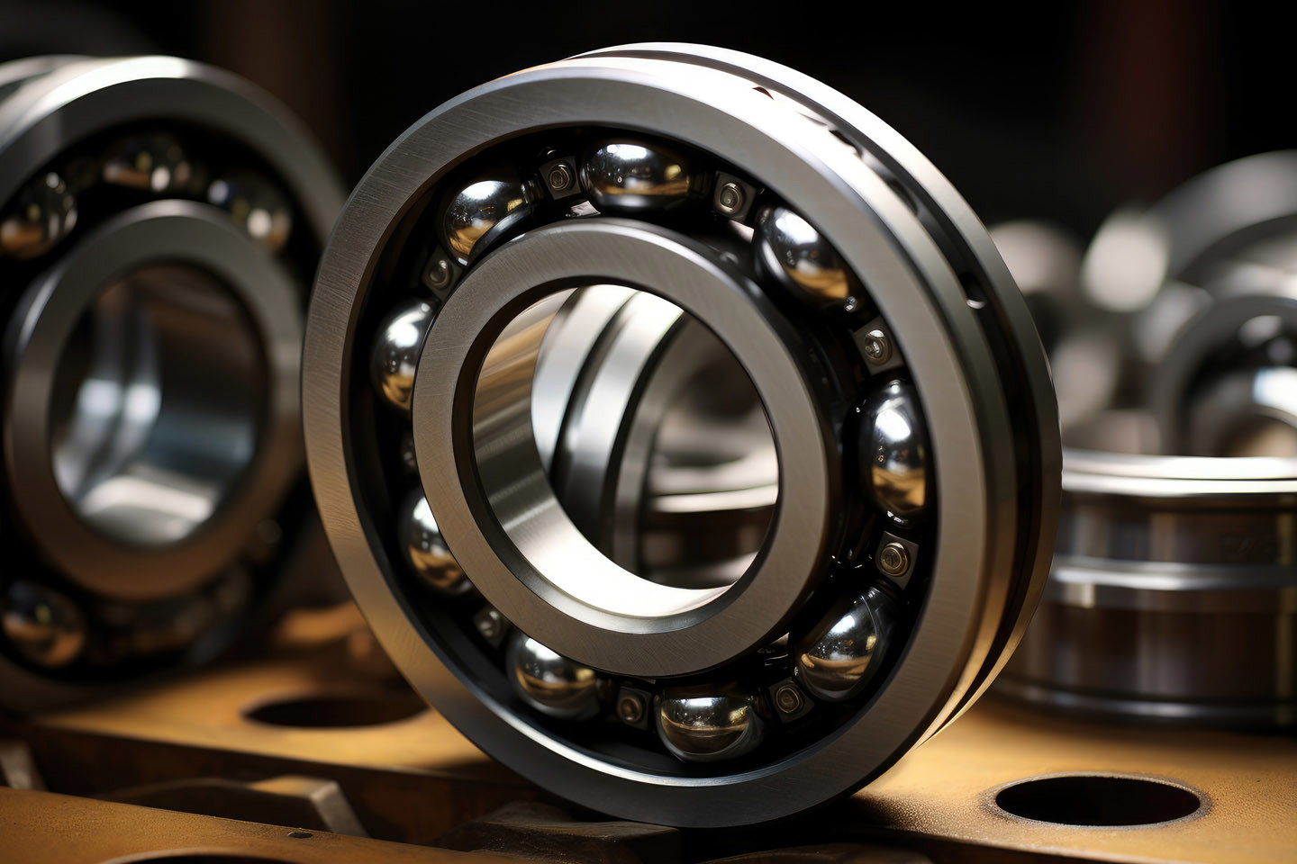 grey and gold machinery part with balls encapsulated