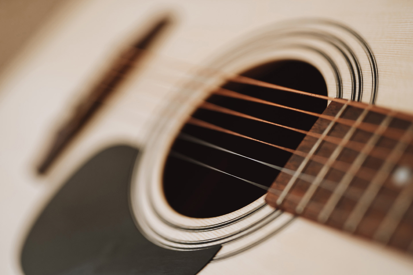 close up of an acoustic guitar
