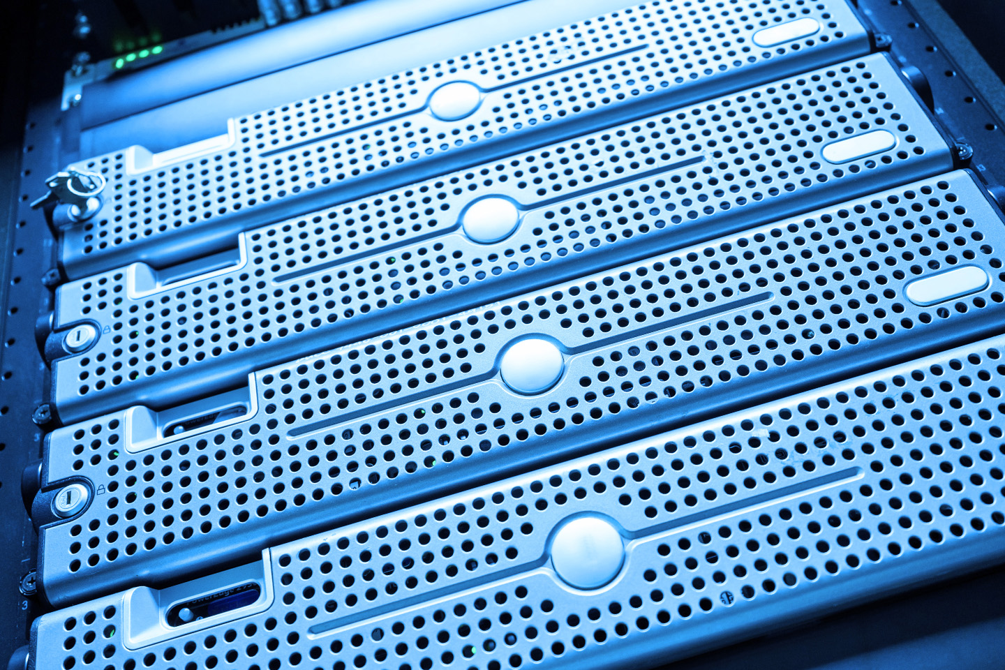 blue data centre server machines