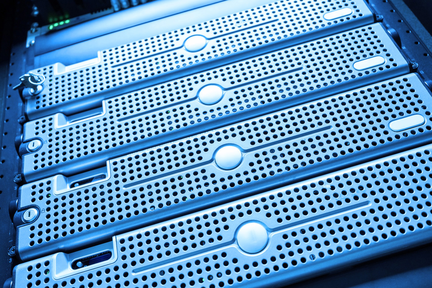 blue data centre server machines