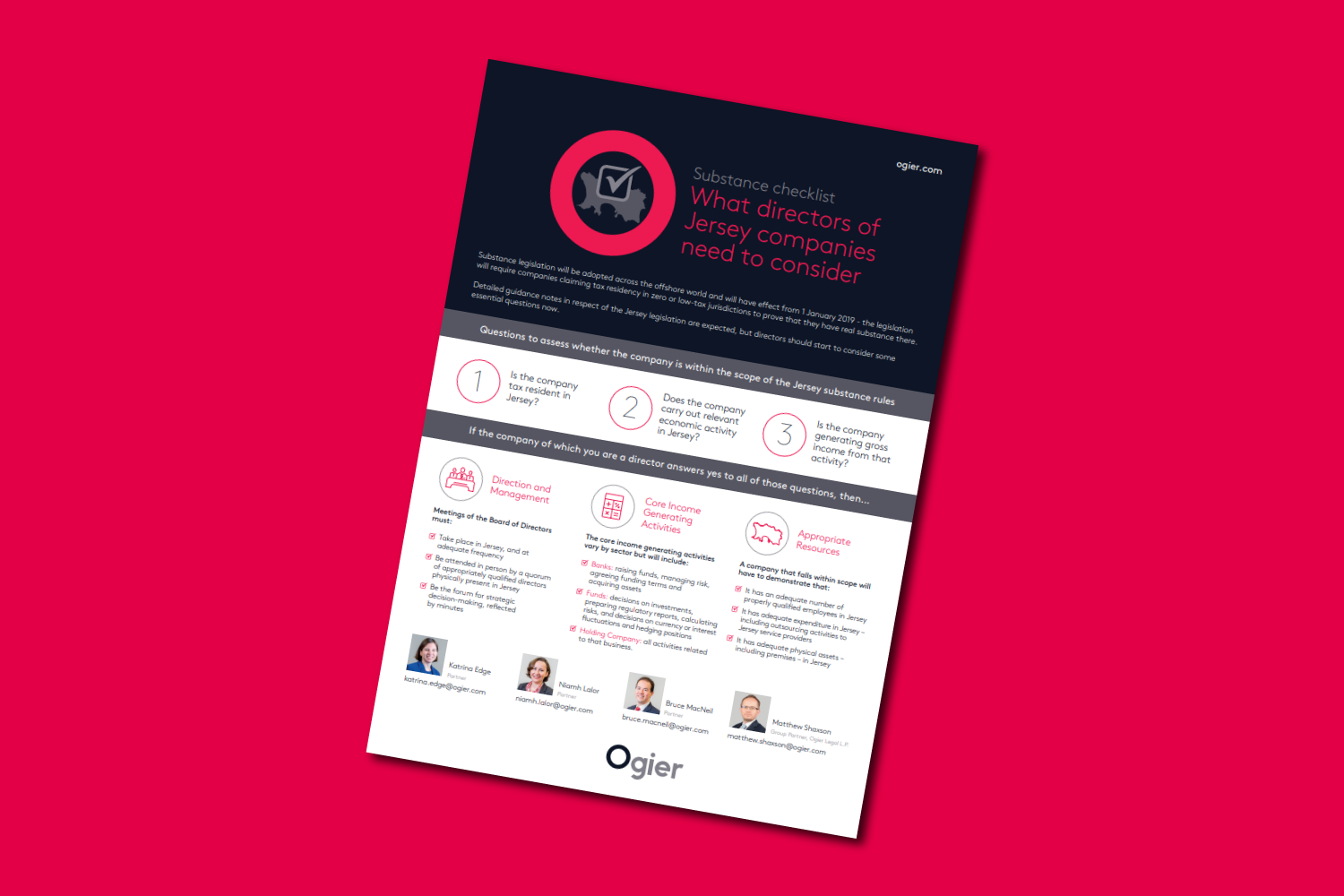 Substance checklist for directors of Jersey companies Ogier