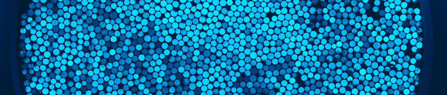 Hundreds of bright blue spots forming a circle