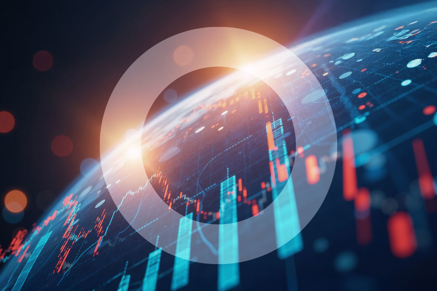 stock graph image set on globe shape