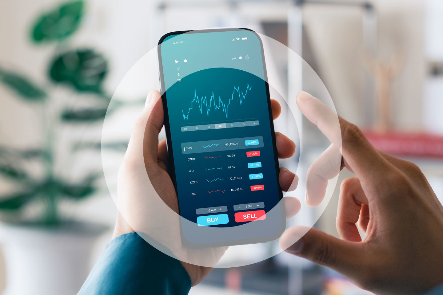 Smart Phone Looking At Data