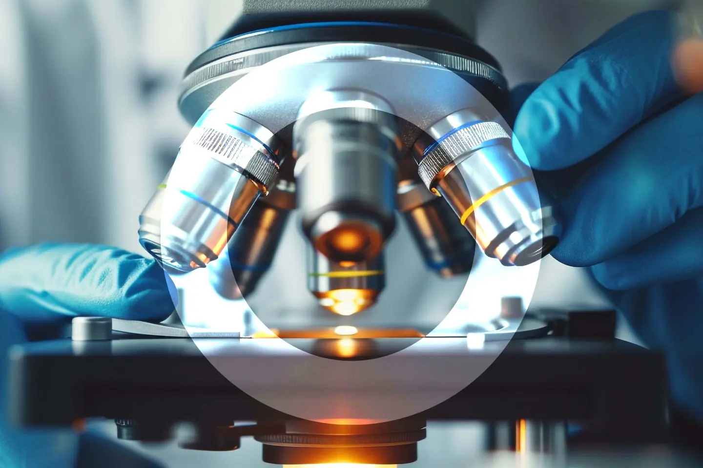 Microscope With Warm Orange Light