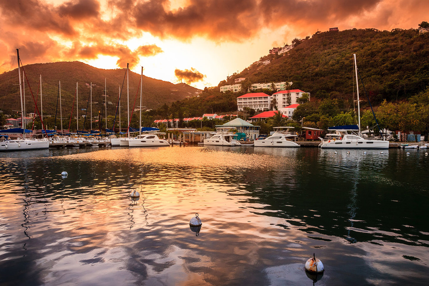 Harbour at sunrise in the British Virgin Islands
